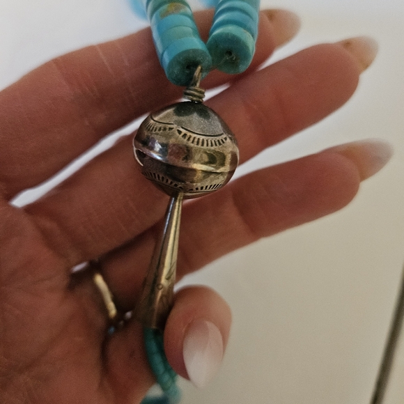 Turquoise Beaded Necklace with Sterling Silver Accent - Picture 4 of 6